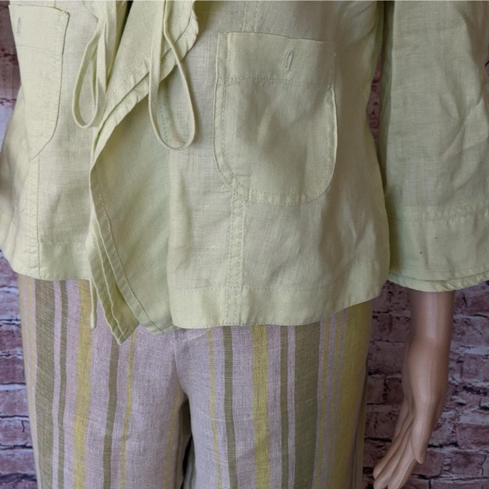 Philippe Adec Striped Linen Jacket & Pant Set - image 4